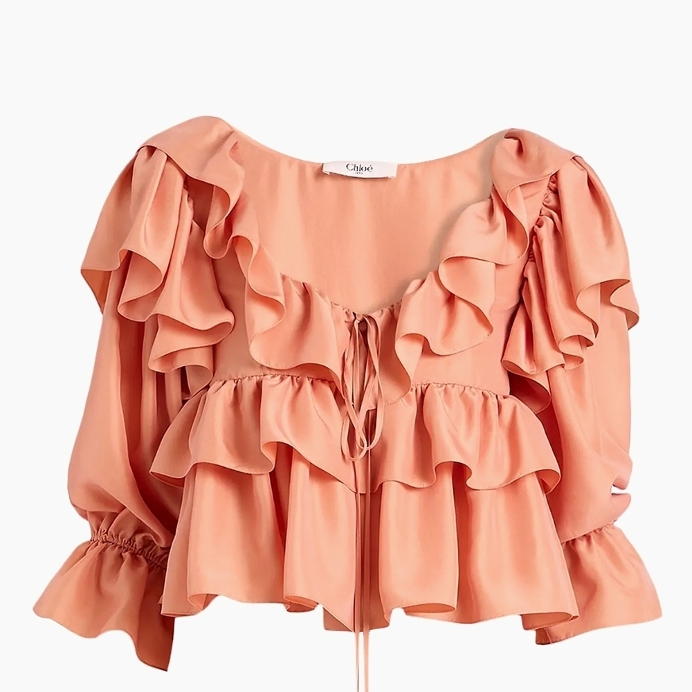 Chloe' Ruffled Pink Blouse - Picture 4 of 9